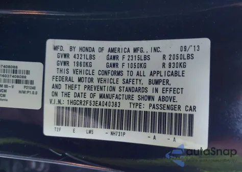 2014 Honda Accord Sport from USA, damaged, VIN 1HGCR2F53EA040383